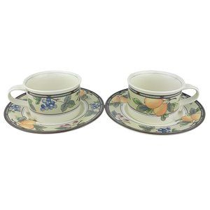 Mikasa Intaglio Garden Harvest Flat Cup & Saucer Set Of 2